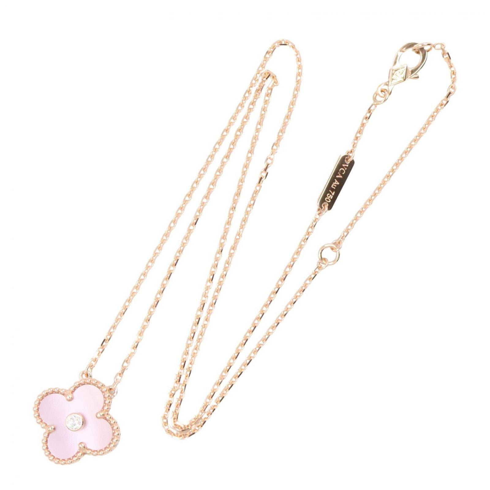 Van Cleef & Arpels Necklace Vintage Alhambra 37 41.5 cm 18k Pink Gold Diamond — view 2
