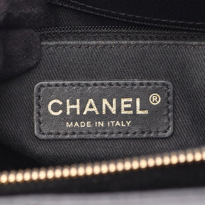 Chanel Tote Quilted Black Caviar Leather CC Logo Chain — view 4
