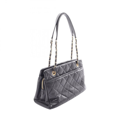Chanel Tote Quilted Black Caviar Leather CC Logo Chain — view 2