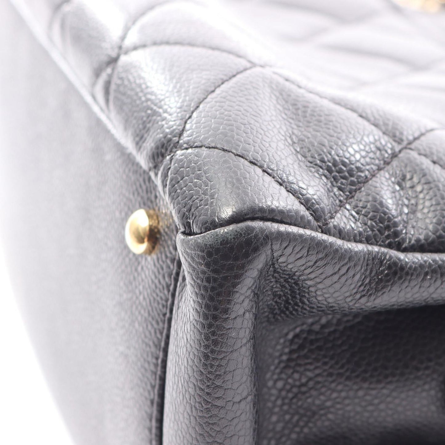 Chanel Tote Quilted Black Caviar Leather CC Logo Chain — view 8