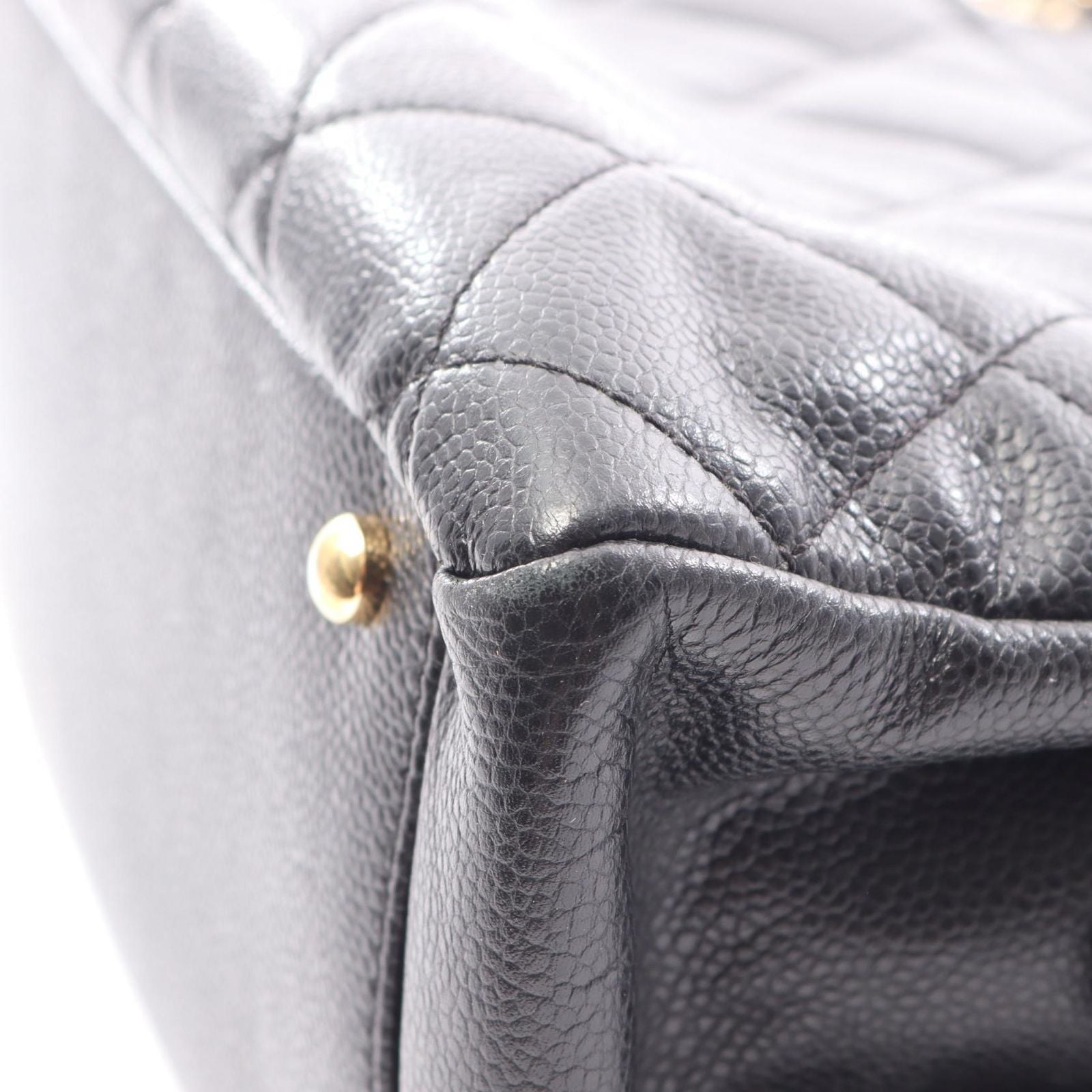 Chanel Tote Quilted Black Caviar Leather CC Logo Chain — view 8