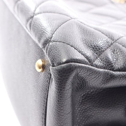 Chanel Tote Quilted Black Caviar Leather CC Logo Chain — view 8