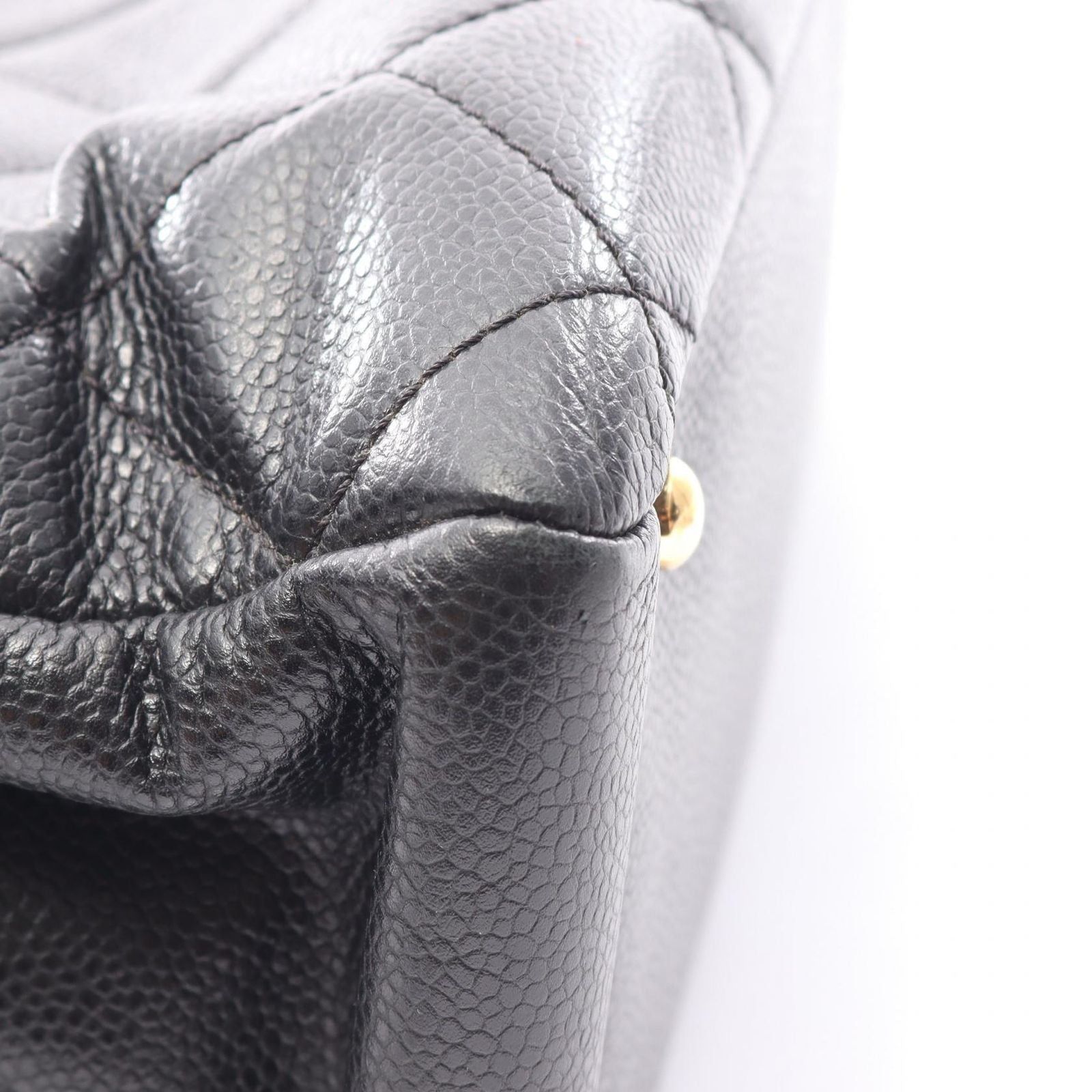 Chanel Tote Quilted Black Caviar Leather CC Logo Chain — view 9