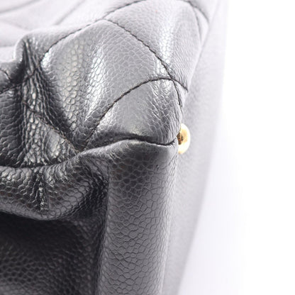 Chanel Tote Quilted Black Caviar Leather CC Logo Chain — view 9