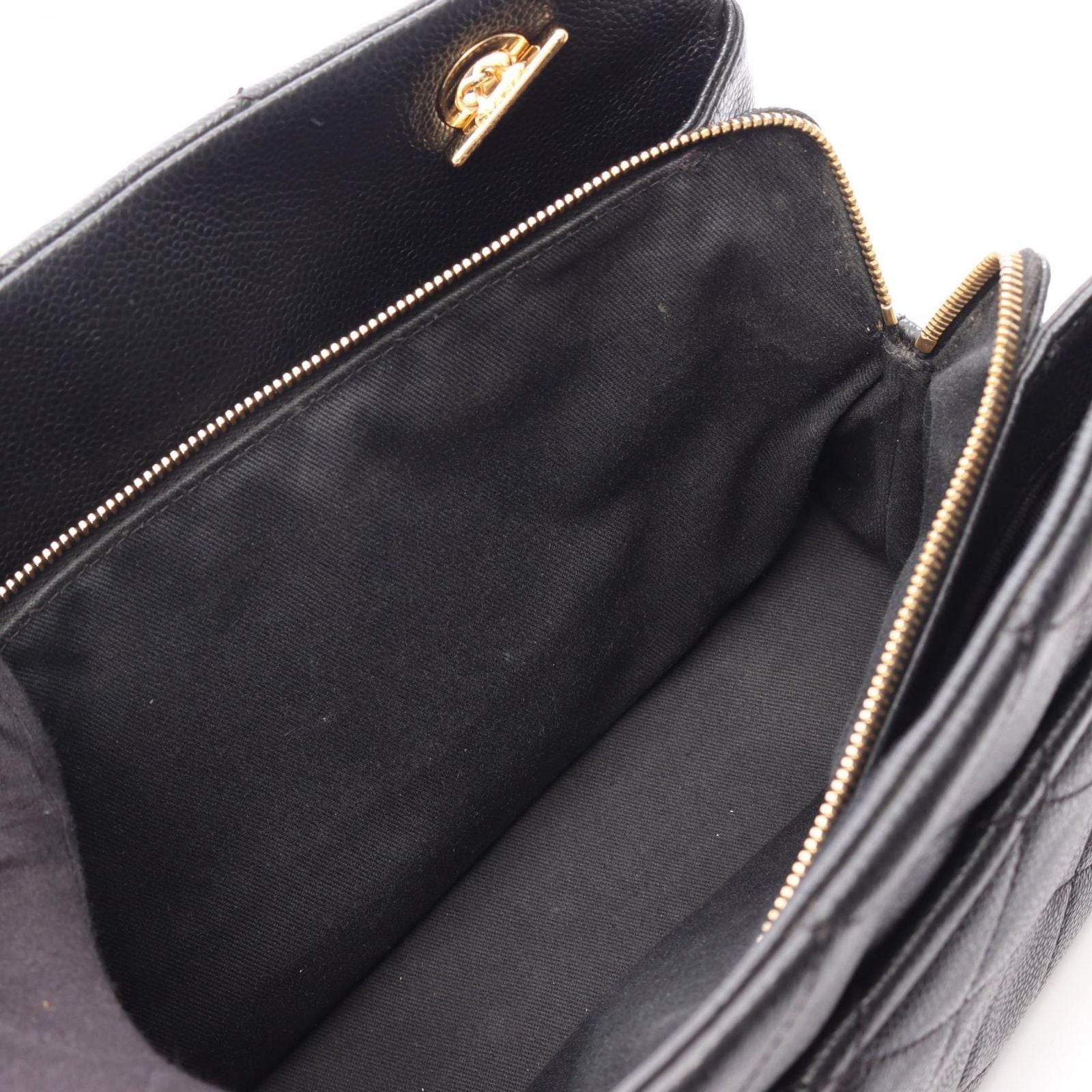 Chanel Tote Quilted Black Caviar Leather CC Logo Chain — view 6