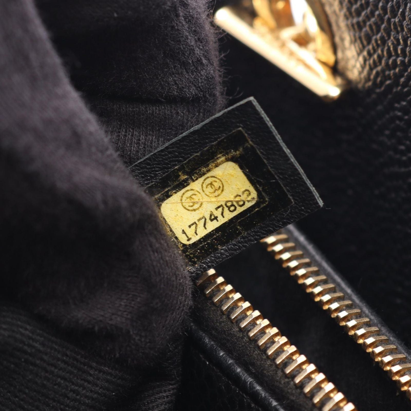 Chanel Tote Quilted Black Caviar Leather CC Logo Chain — view 5