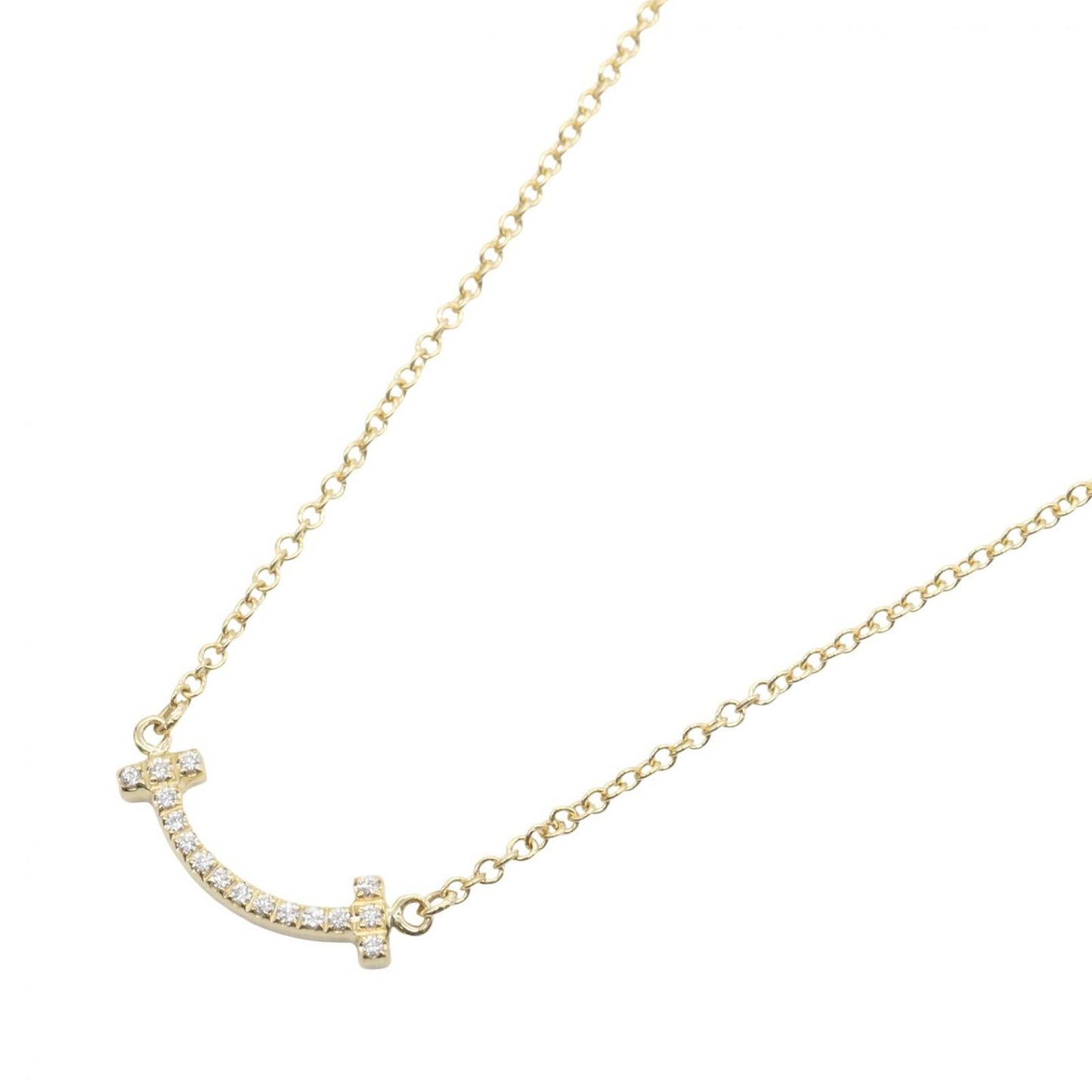 Tiffany & Co Necklace T Smile Mini Diamond 40.5 46 cm 18k