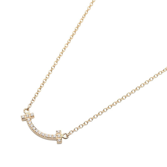 Tiffany & Co Necklace T Smile Mini Diamond 40.5 45.5 cm 18k Pink Gold
