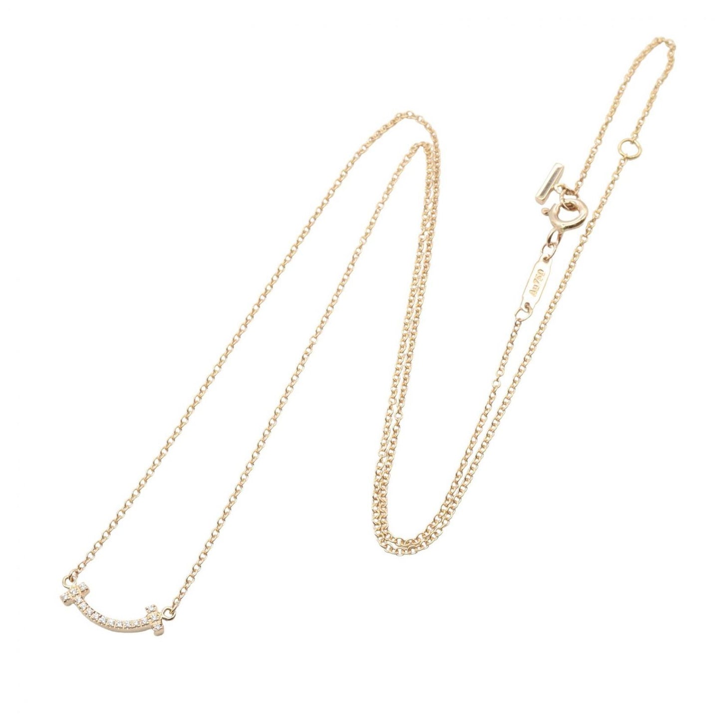 Tiffany & Co Necklace T Smile Mini Diamond 40.5 45.5 cm 18k Pink Gold — view 2