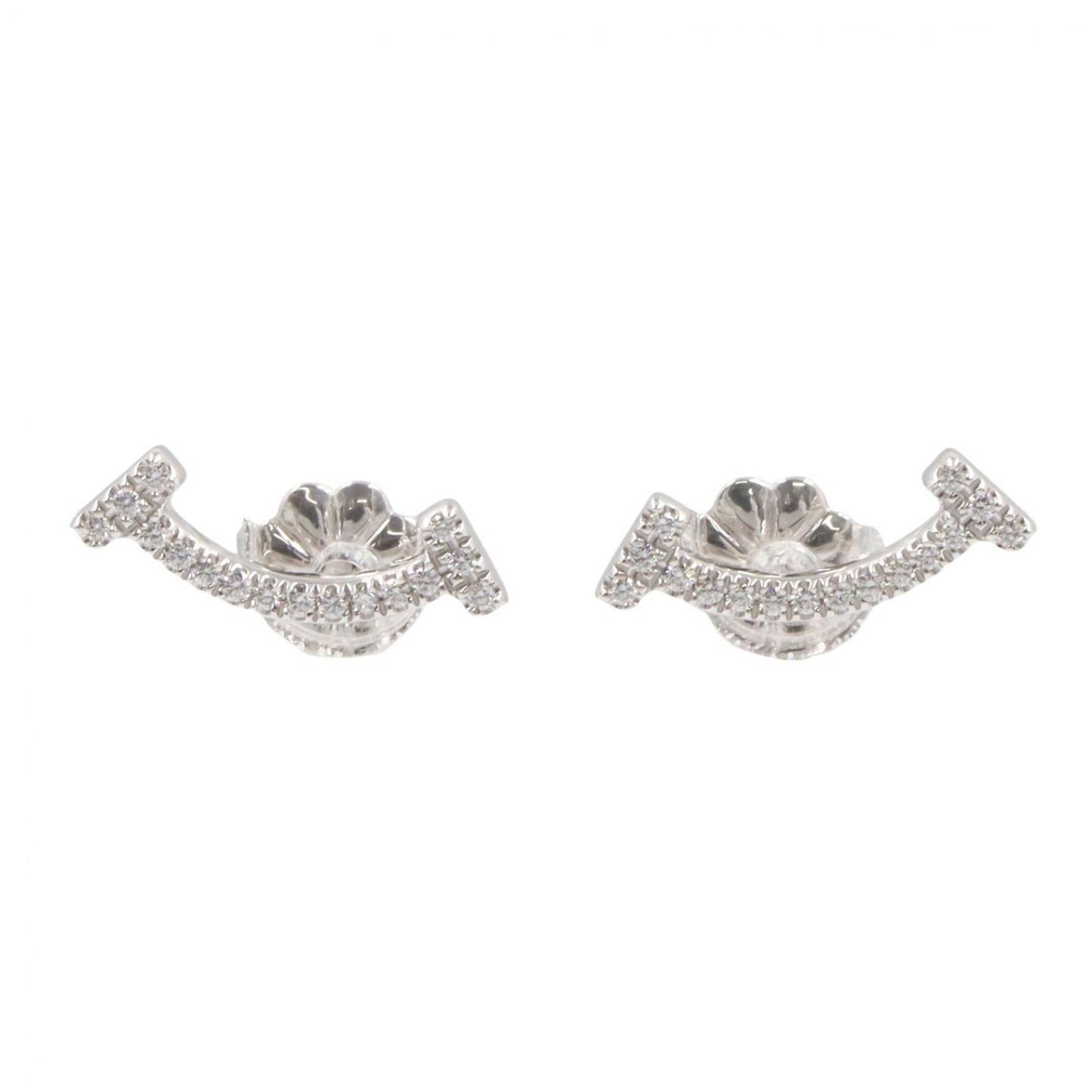 Tiffany & Co Earrings T Smile Mini Diamond 18k White Gold