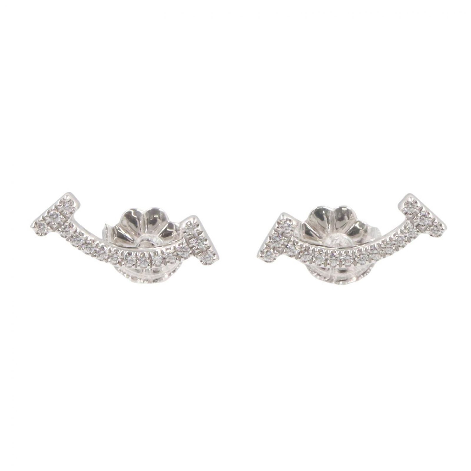 Tiffany & Co Earrings T Smile Mini Diamond 18k White Gold