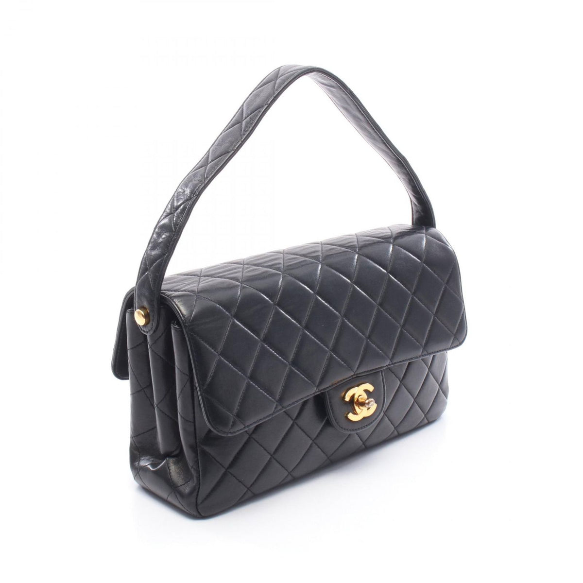 Chanel Quilted Double Face Shoulder Bag Black Lambskin — view 2