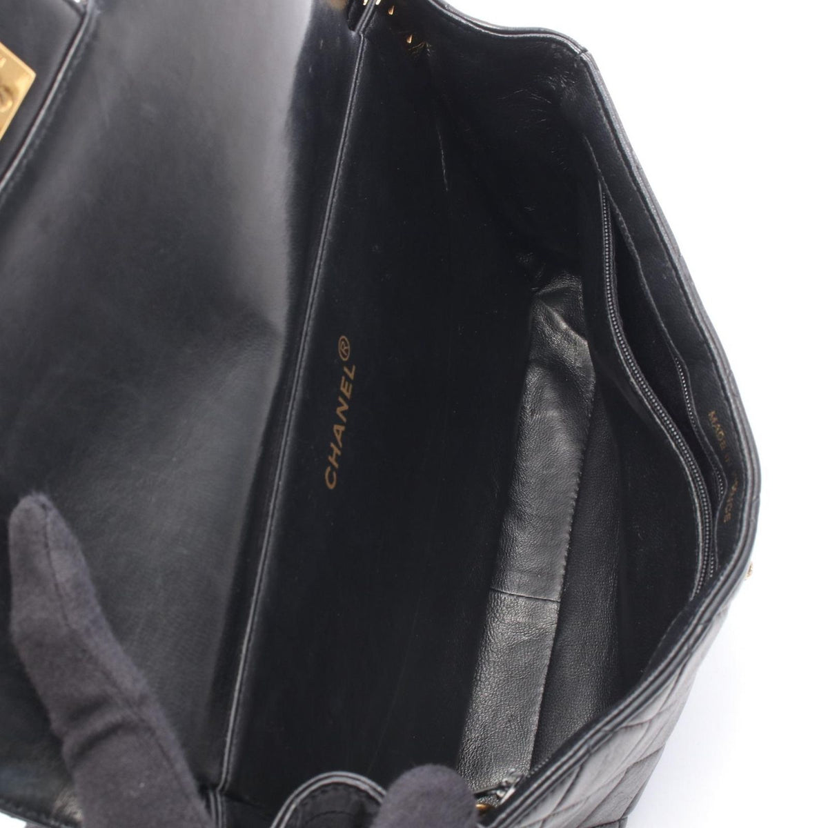 Chanel Quilted Double Face Shoulder Bag Black Lambskin — view 3