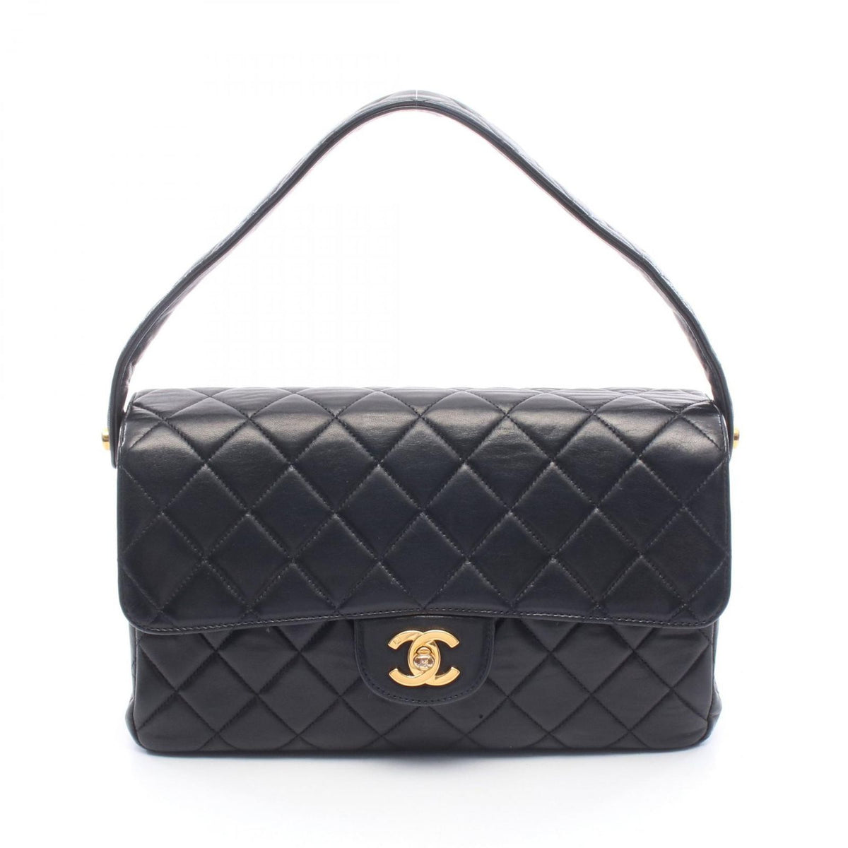 Chanel Quilted Double Face Shoulder Bag Black Lambskin