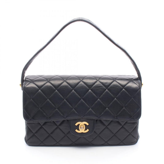Chanel Quilted Double Face Shoulder Bag Black Lambskin