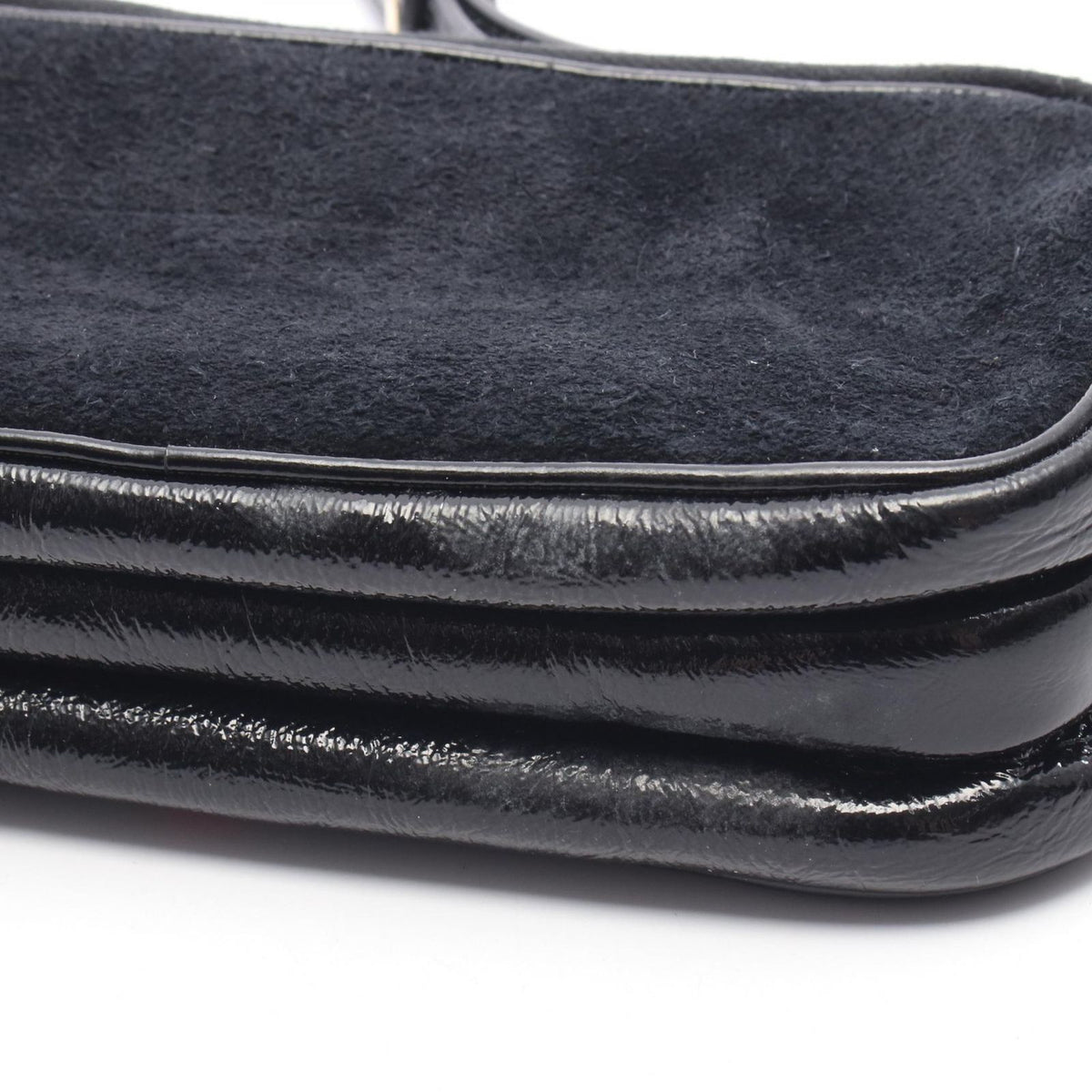 Gucci Shoulder Bag Double Black Suede Patent Ophidia GG — view 5