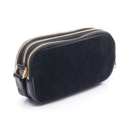 Gucci Shoulder Bag Double Black Suede Patent Ophidia GG — view 2