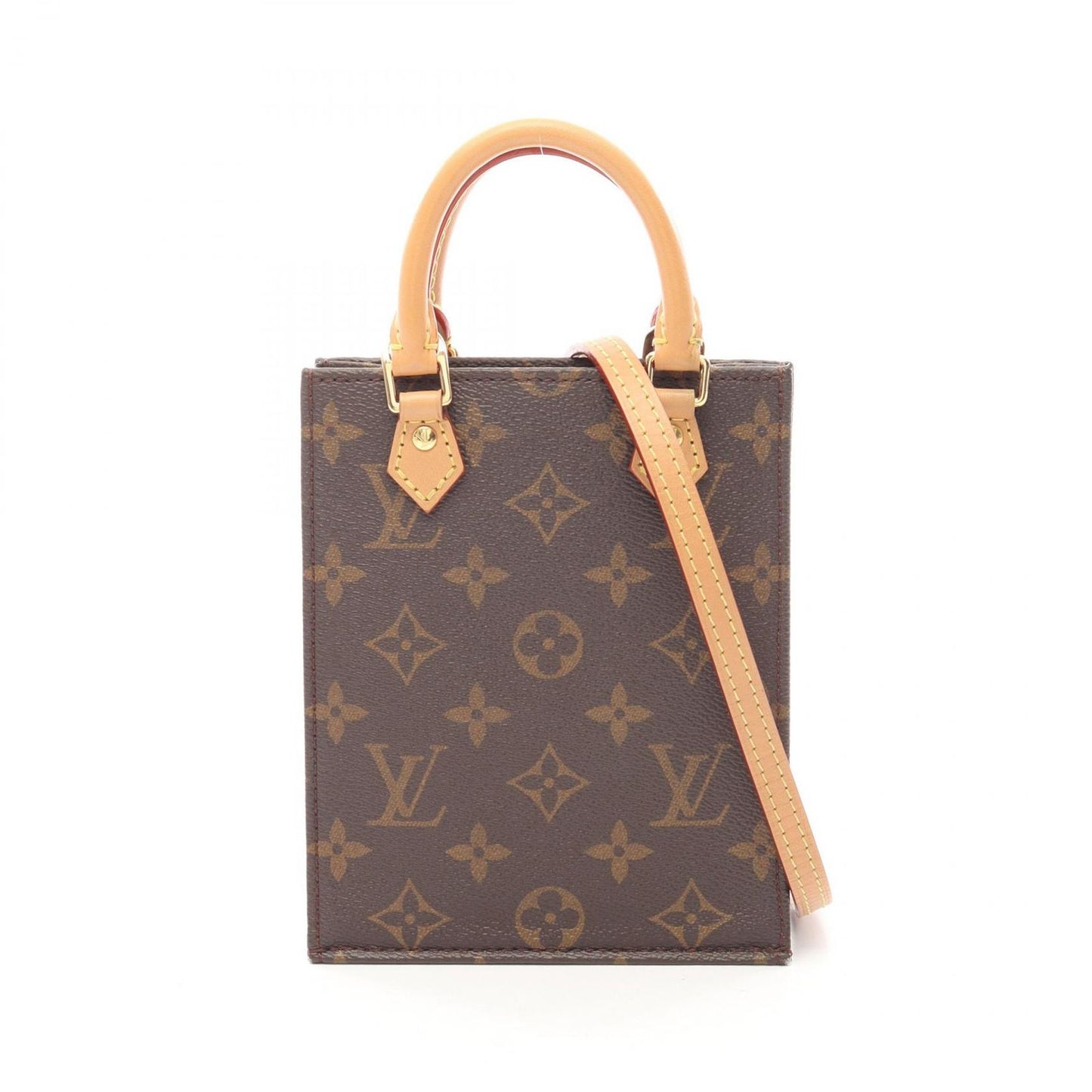 Louis Vuitton Handbag Sac Plat Monogram 2-Way Canvas Leather Petite