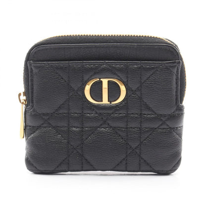 Dior Coin Case Caro Lavender Wallet Cannage Black Leather