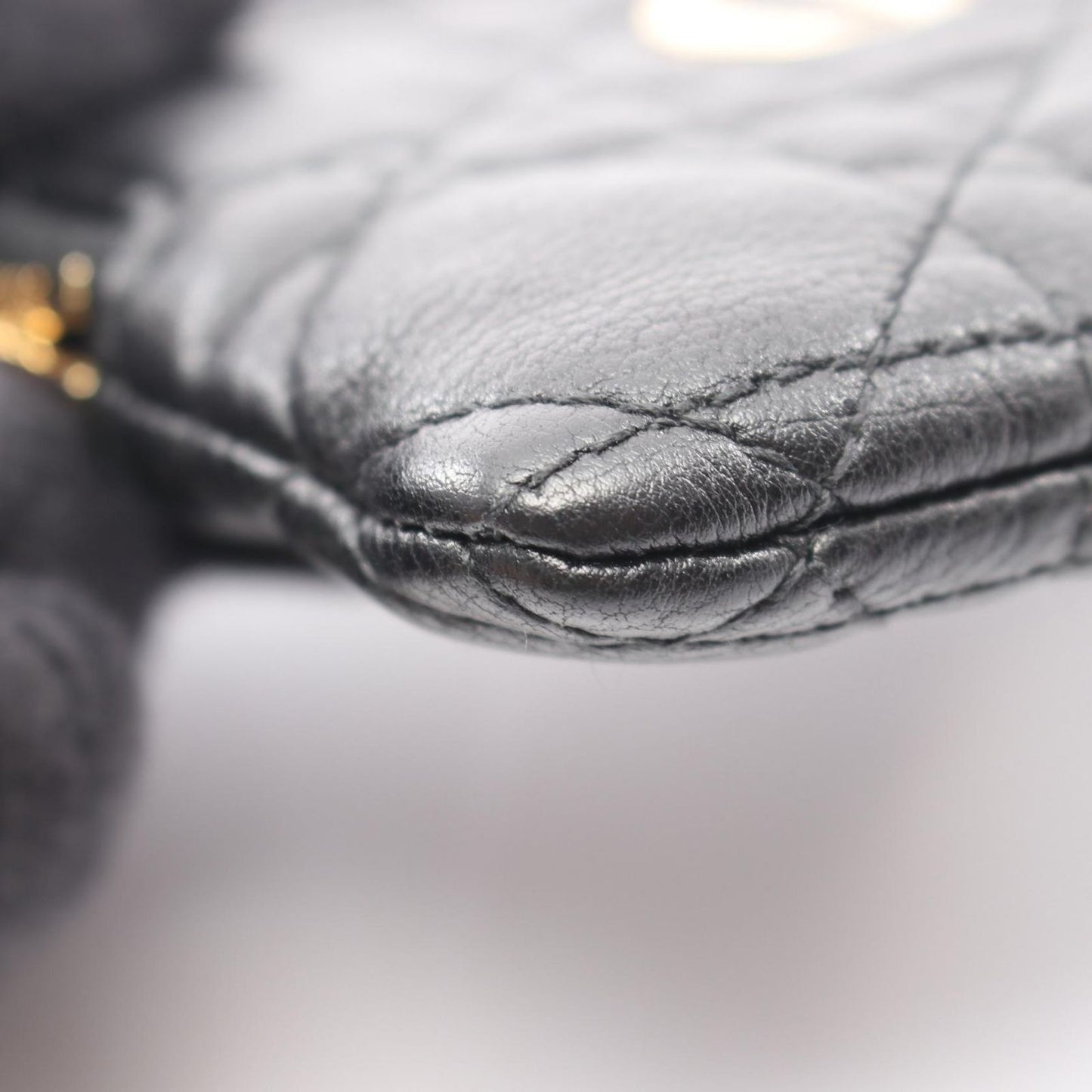 Dior Coin Case Caro Lavender Wallet Cannage Black Leather — view 6