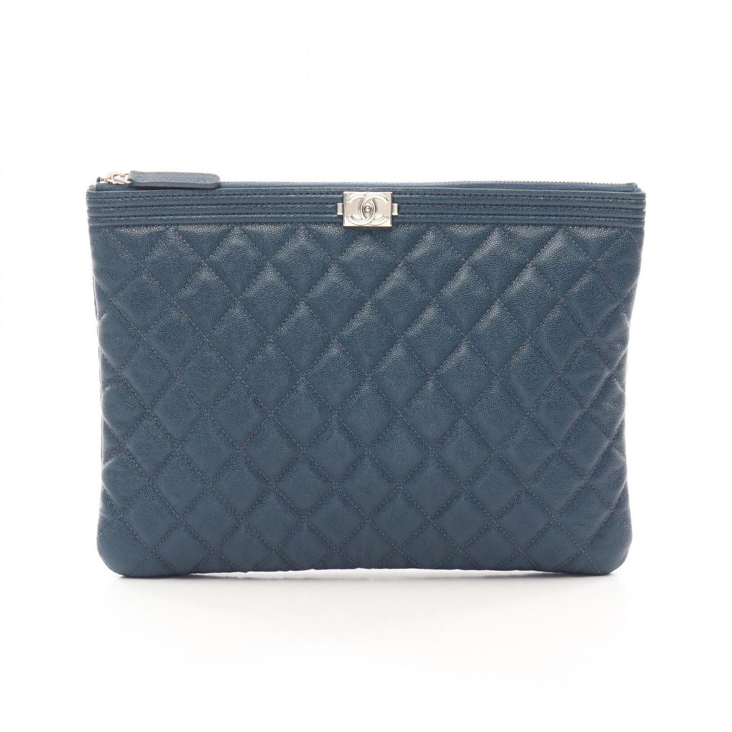 Chanel Clutch Boy Navy Caviar Leather