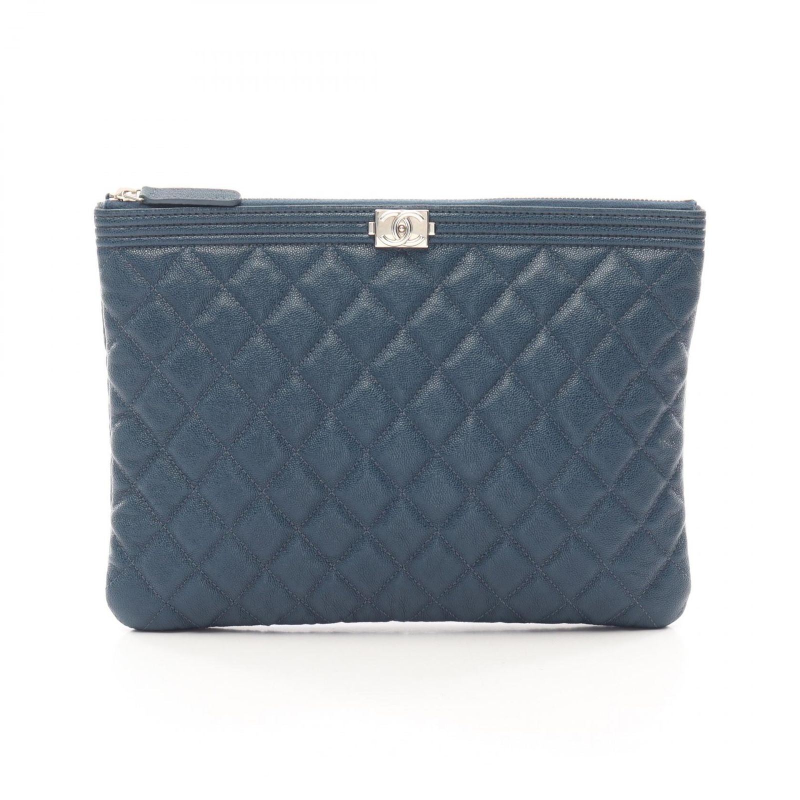 Chanel Clutch Boy Navy Caviar Leather