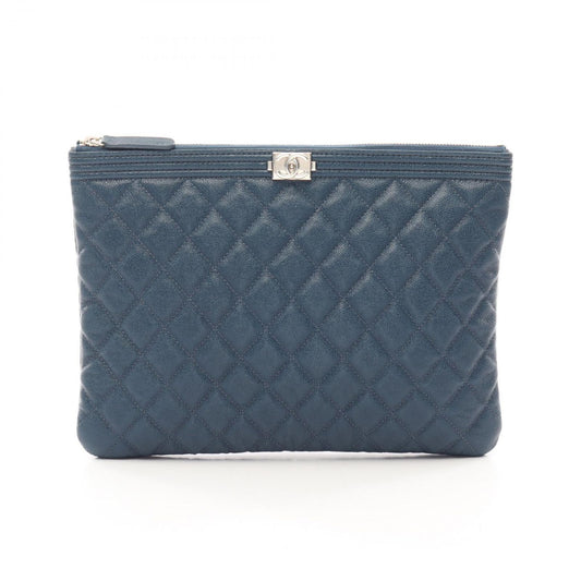 Chanel Clutch Boy Navy Caviar Leather