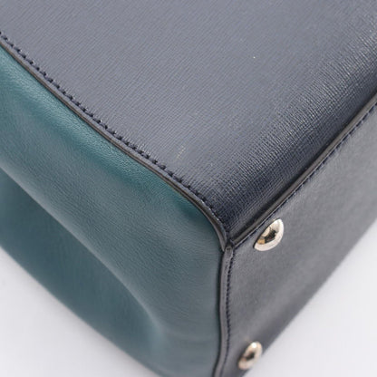 Fendi Handbag 2-Way Navy Green Leather Shoulder — view 8