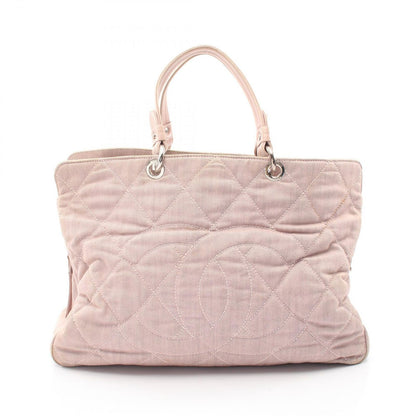 Chanel Tote CC Logo Pink Canvas Leather CC