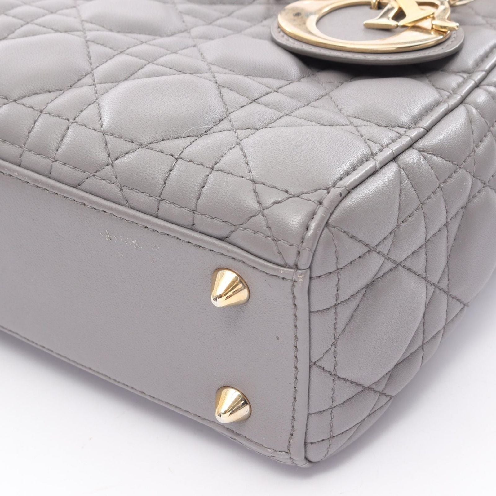Dior Handbag Lady Dior MY Abcdior Lady Dior Small Cannage 2-Way Gray Leather — view 9