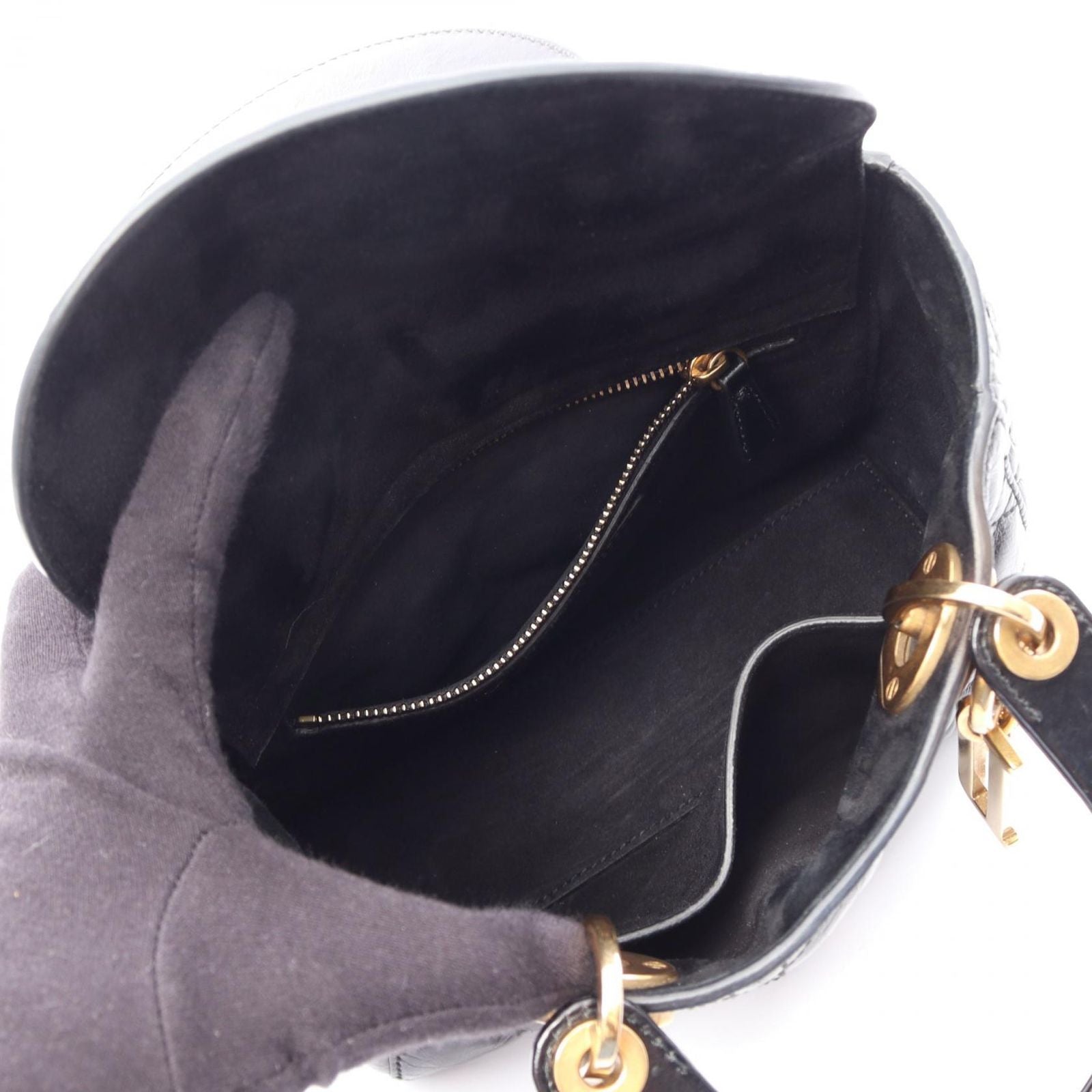 Dior Handbag Lady Dior MY Abcdior Lady Dior Small Cannage 2-Way Black Leather — view 3