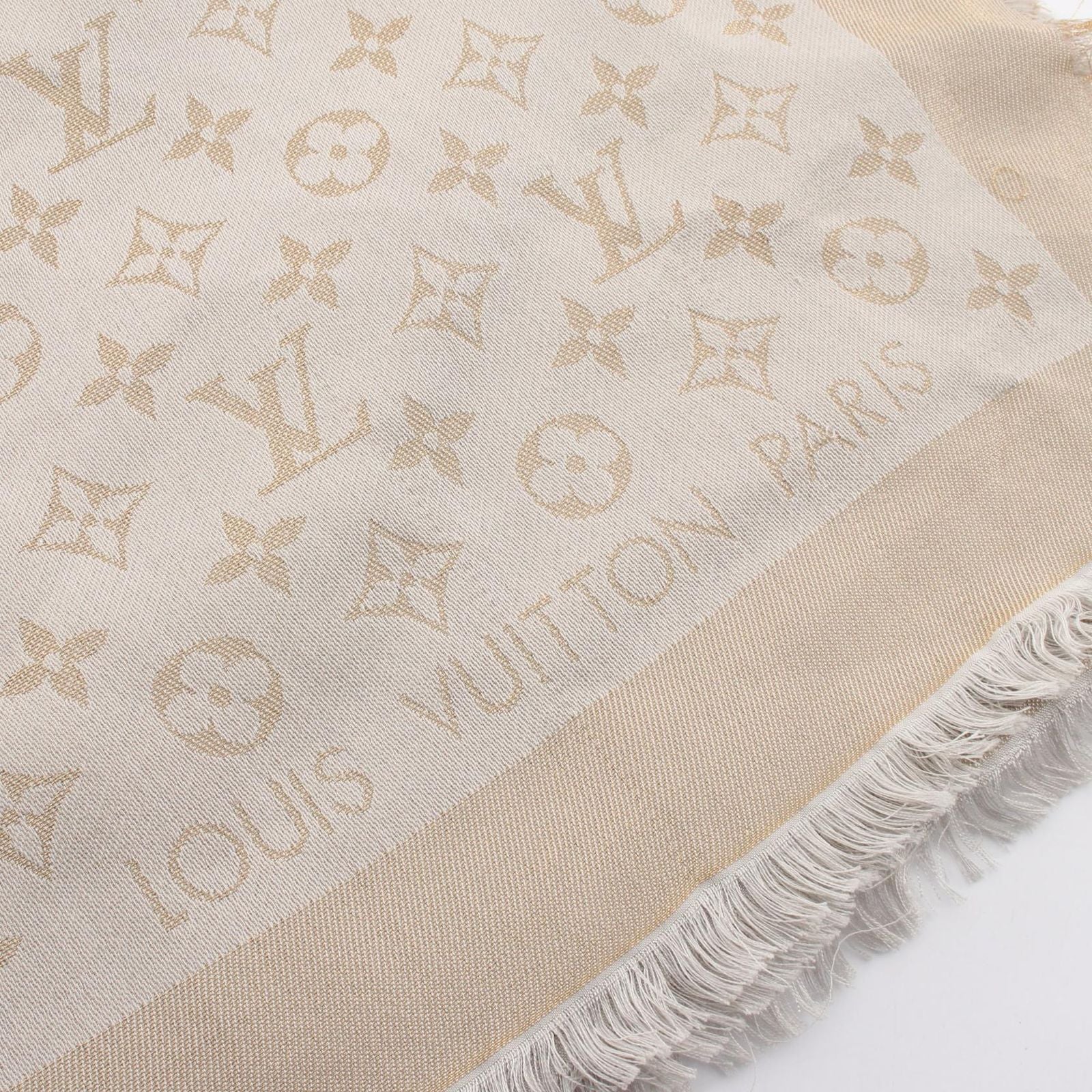 Louis Vuitton Shawl Monogram Shine Silk Wool Scarf — view 2