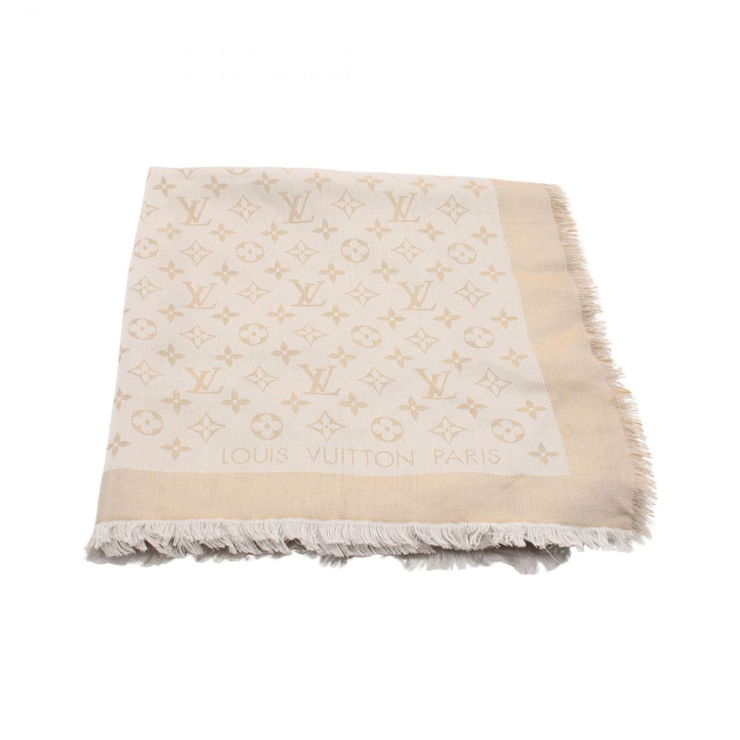 Louis Vuitton Shawl Monogram Shine Silk Wool Scarf
