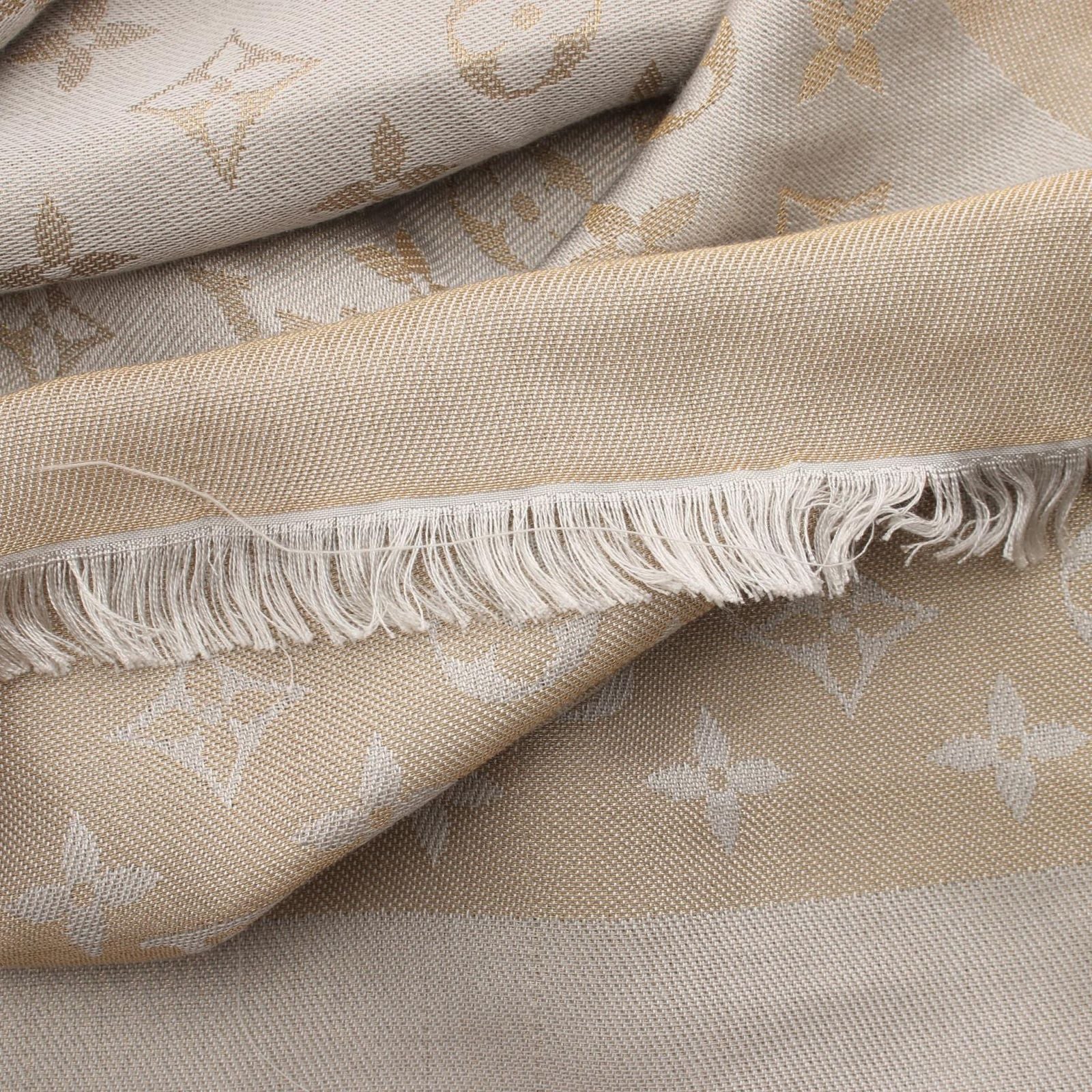 Louis Vuitton Shawl Monogram Shine Silk Wool Scarf — view 9