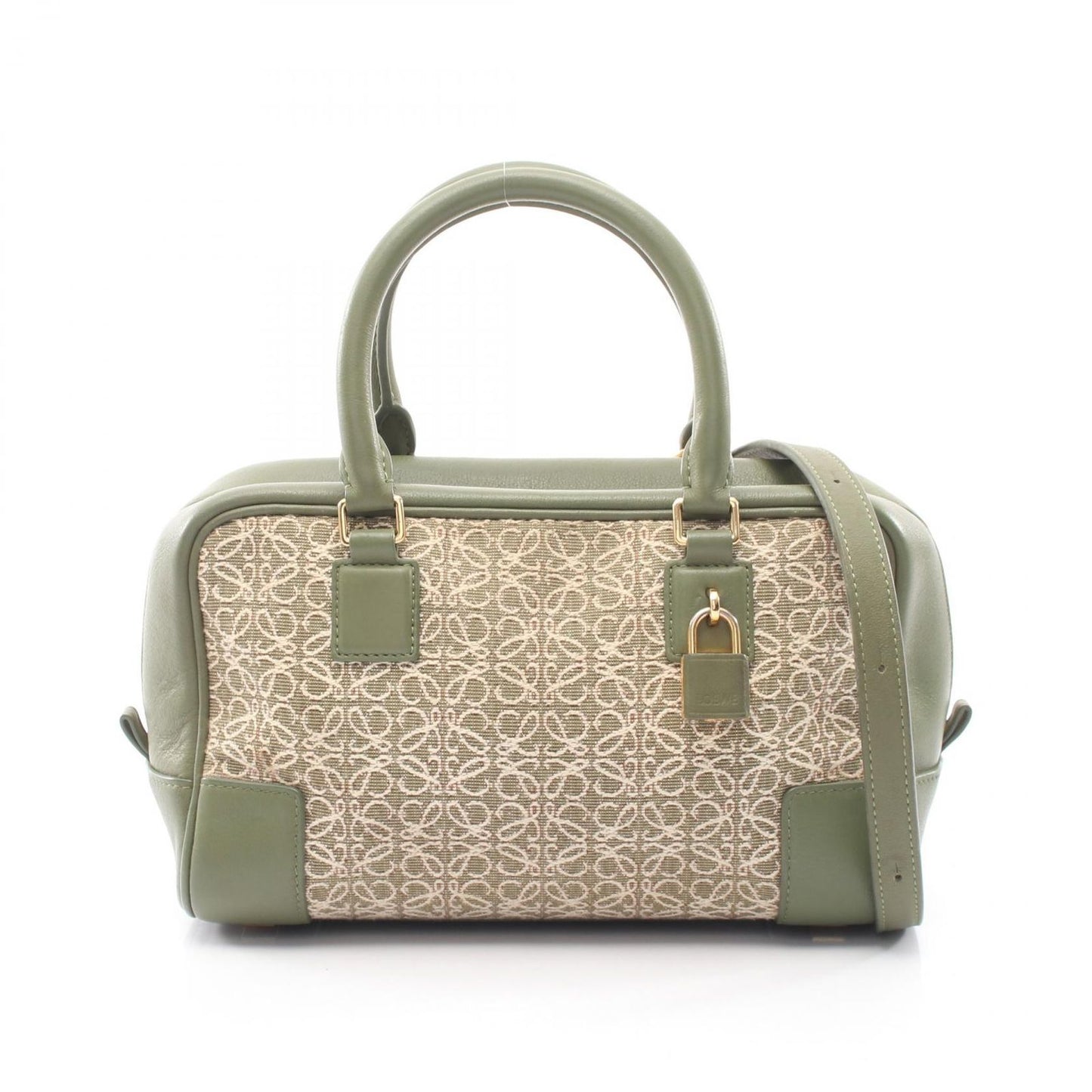 Loewe Handbag Amazona 23 Repeat 2-Way Natural Olive Canvas Leather