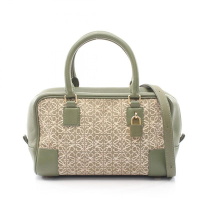 Loewe Handbag Amazona 23 Repeat 2-Way Natural Olive Canvas Leather