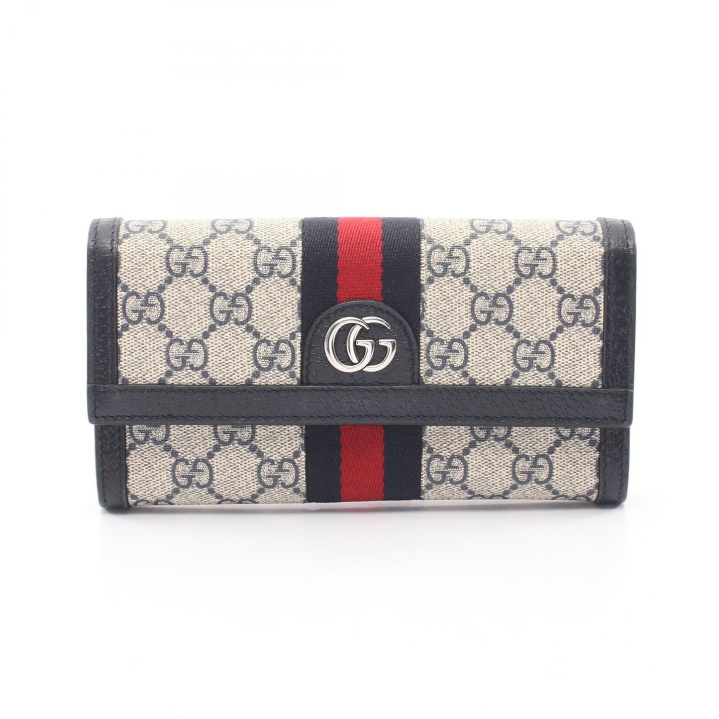 Gucci Bifold Wallet Ophidia GG Supreme Continental Off White Navy Leather