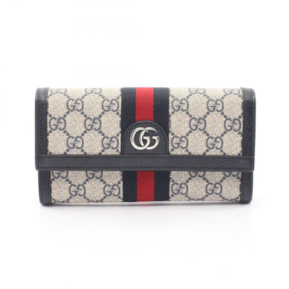 Gucci Bifold Wallet Ophidia GG Supreme Continental Off White Navy Leather