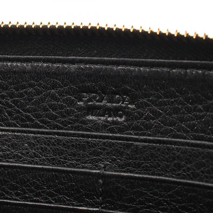 Prada Round Wallet Cervo Antic Met Black Leather — view 4