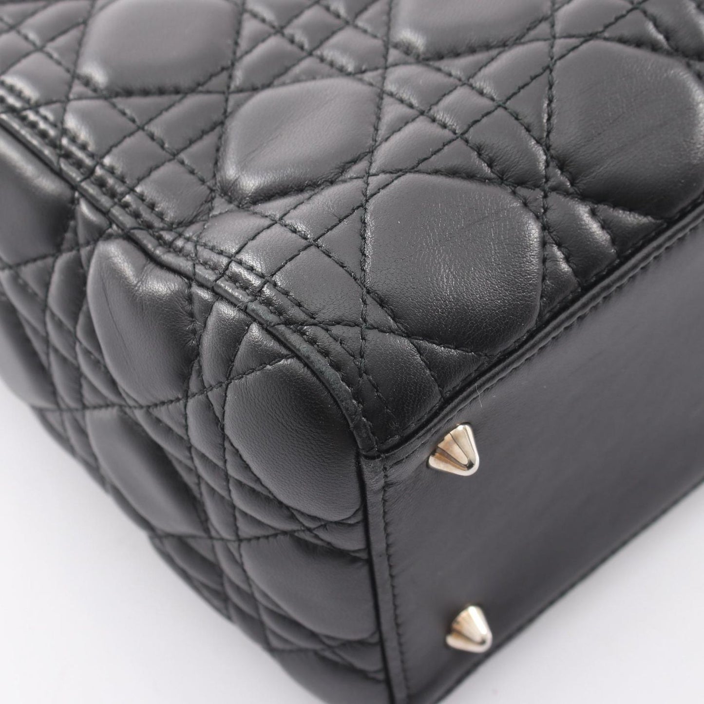 Dior Handbag Lady Dior 2-Way Black Leather Cannage Tote Midi — view 6