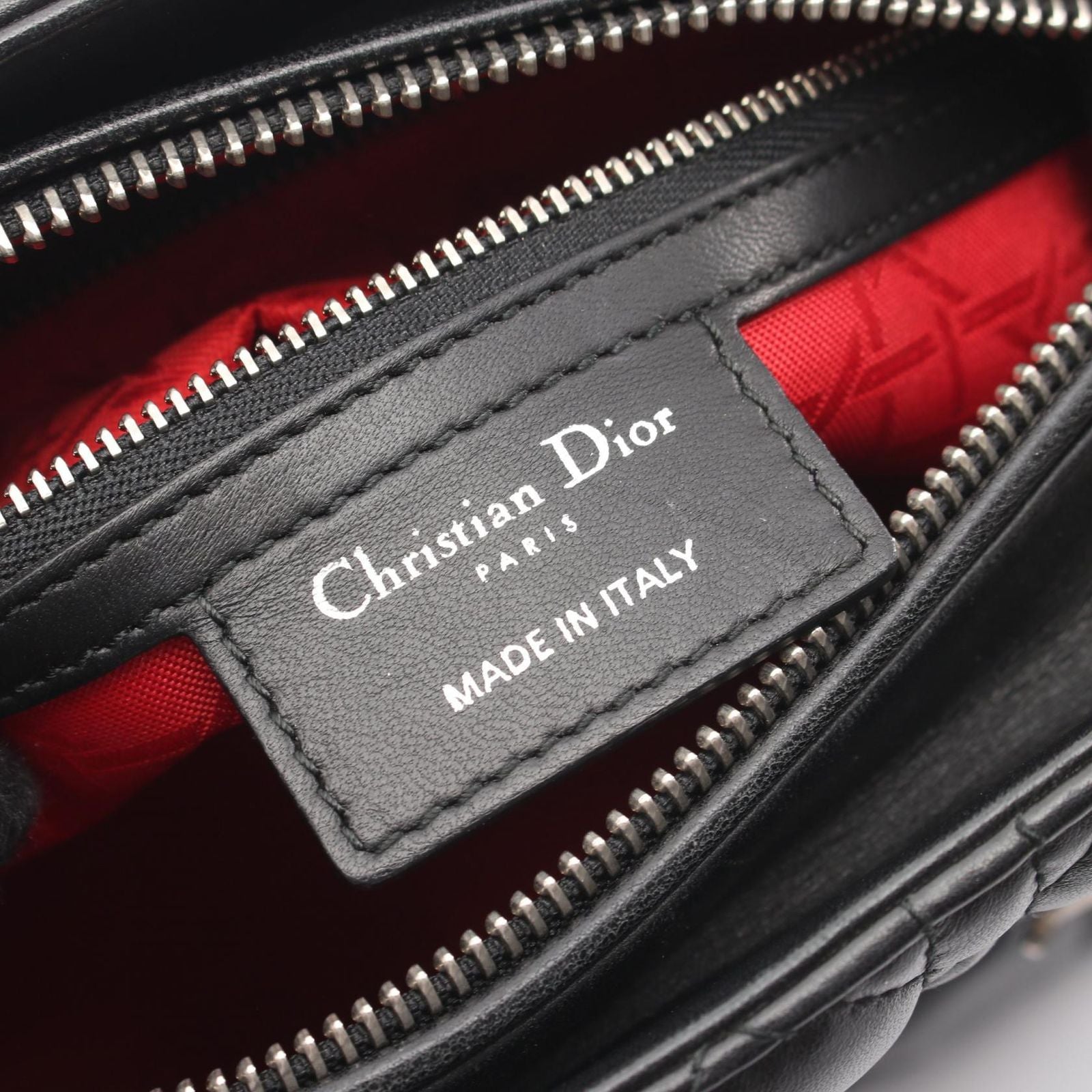 Dior Handbag Lady Dior 2-Way Black Leather Cannage Tote Midi — view 4