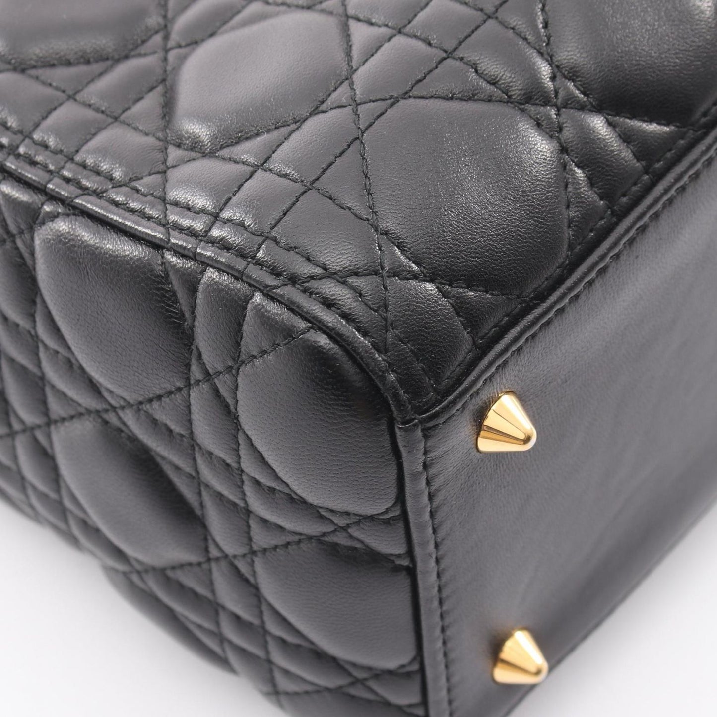 Dior Handbag Lady Dior 2-Way Black Leather Cannage Tote Midi — view 6