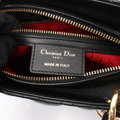 Dior Handbag Lady Dior 2-Way Black Leather Cannage Tote — view 4