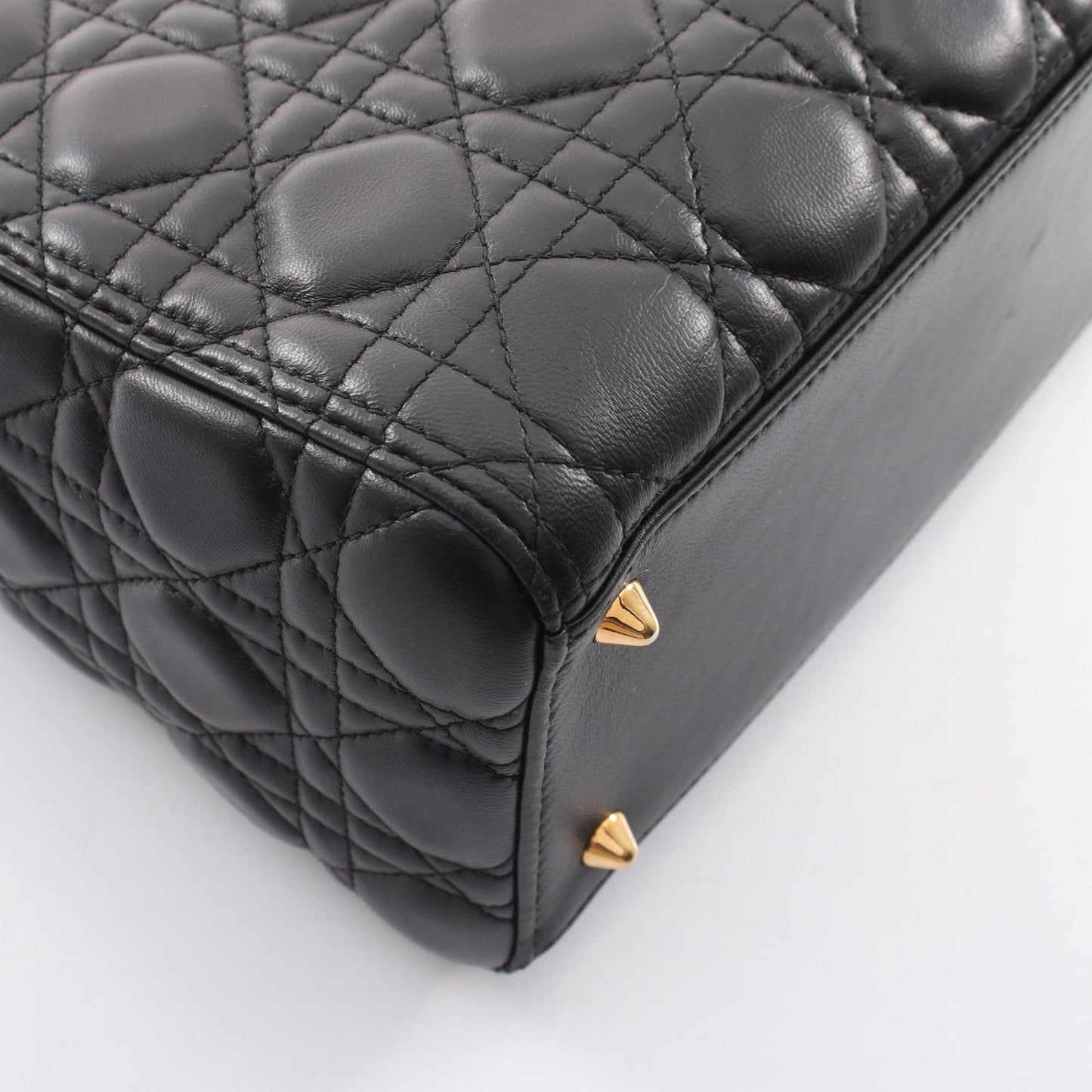 Dior Handbag Lady Dior 2-Way Black Leather Cannage Tote — view 5