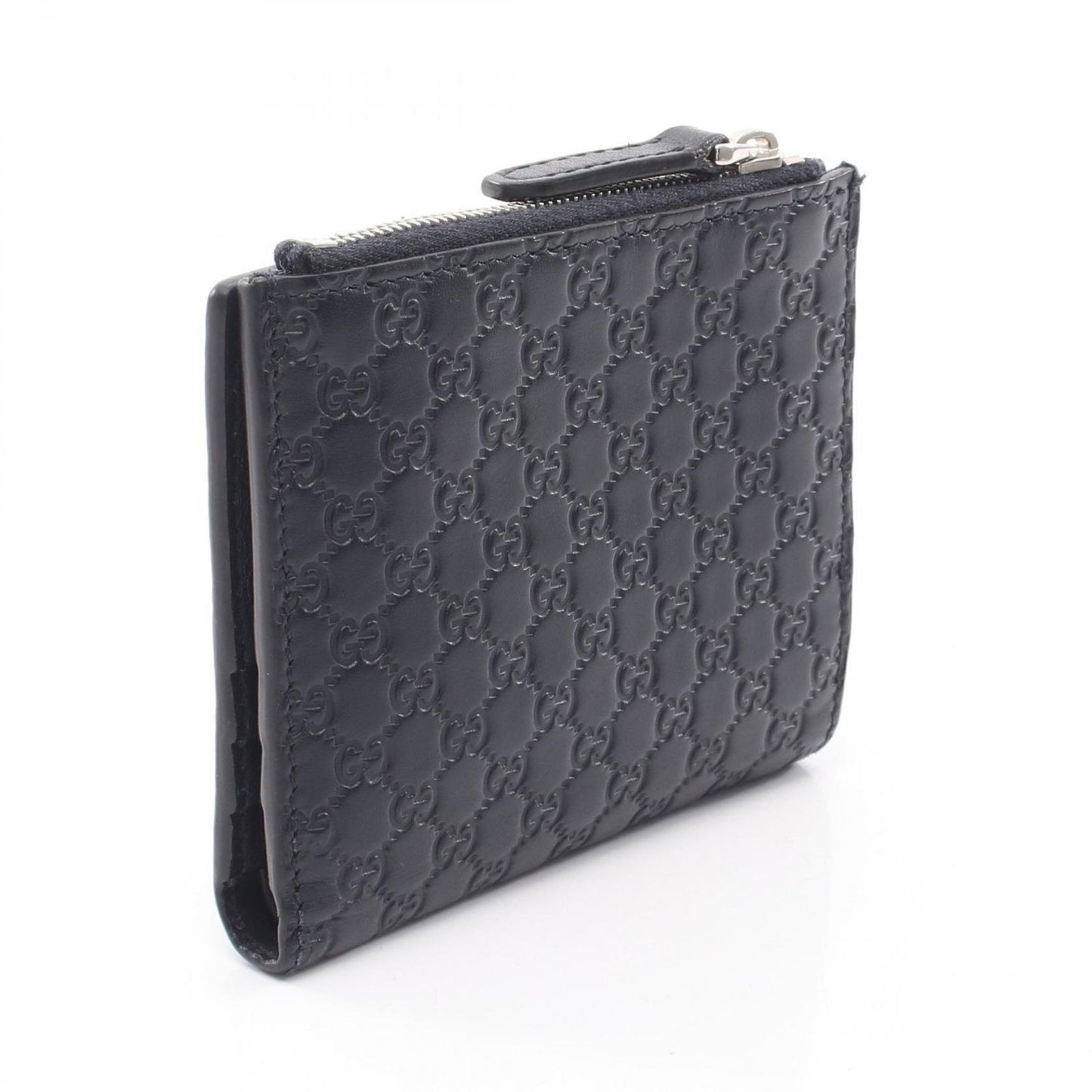 Gucci Bifold Wallet Micro Guccissima Navy Leather Compact — view 2