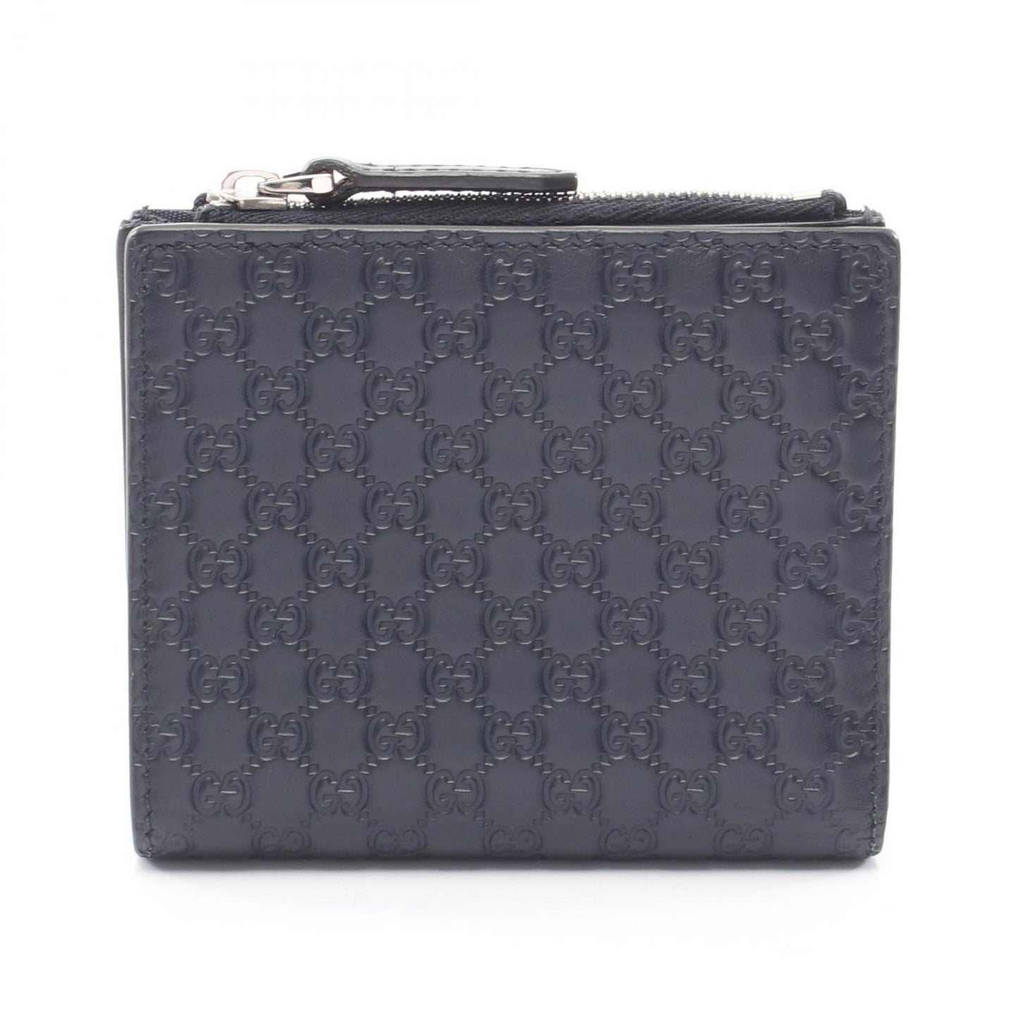 Gucci Bifold Wallet Micro Guccissima Navy Leather Compact