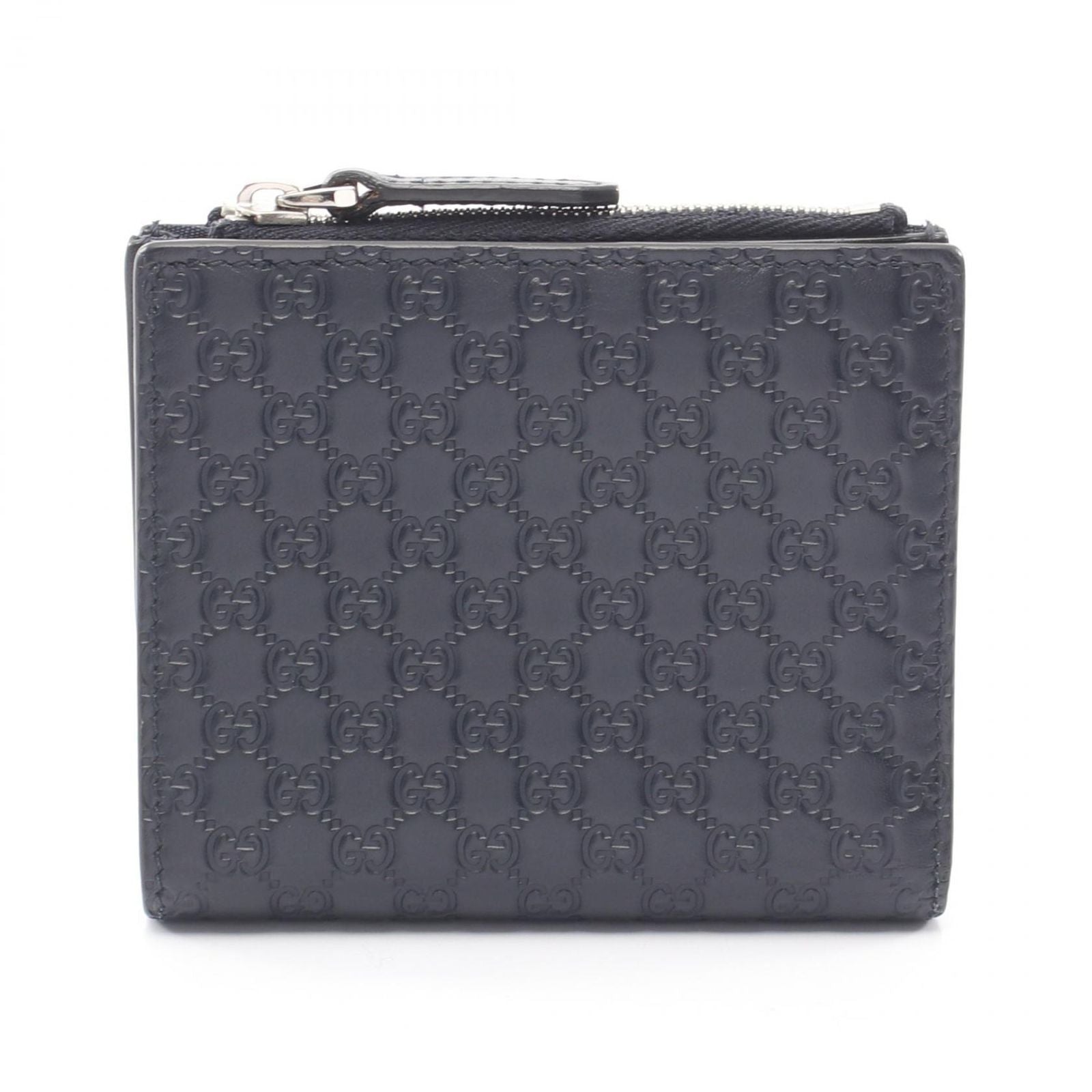Gucci Bifold Wallet Micro Guccissima Navy Leather Compact