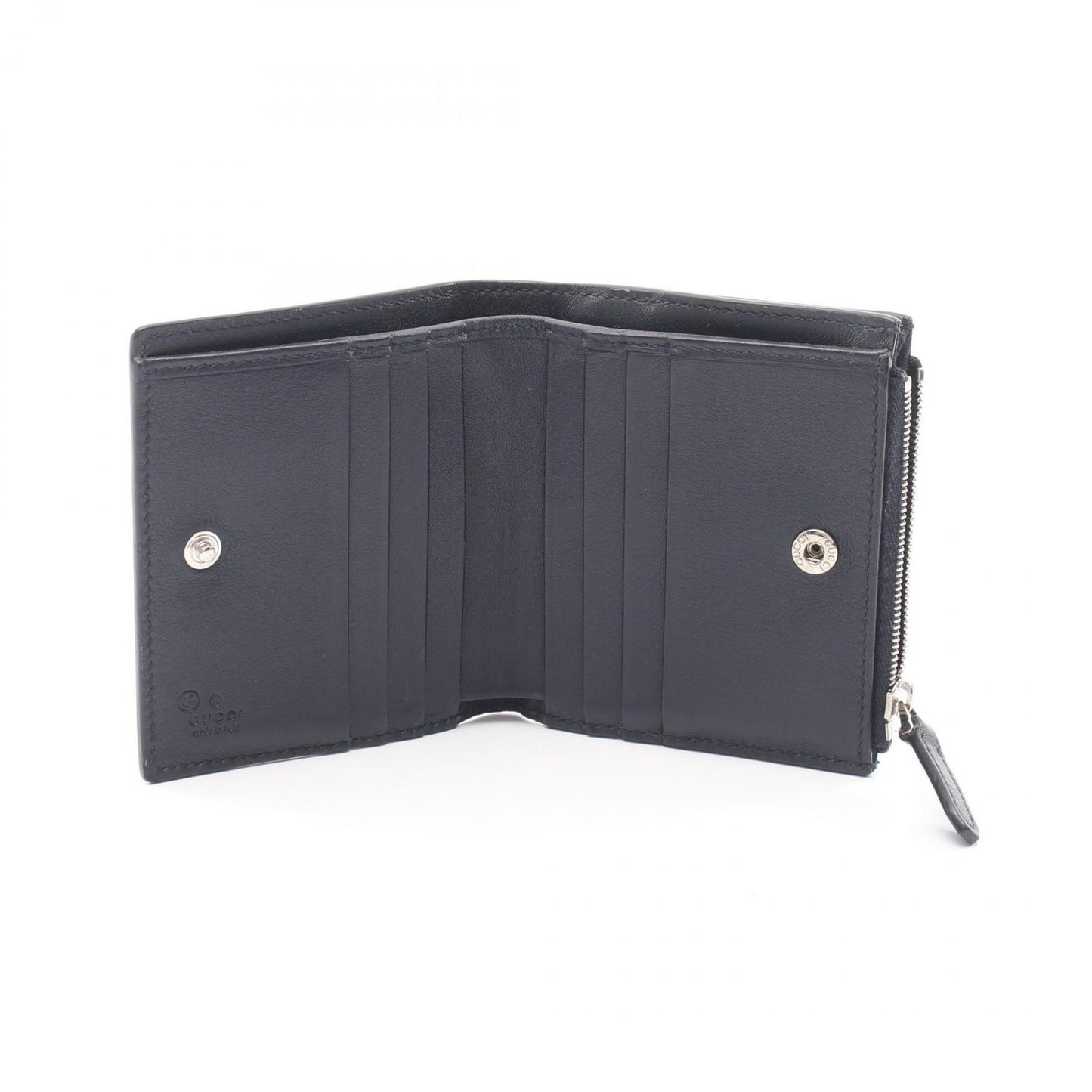 Gucci Bifold Wallet Micro Guccissima Navy Leather Compact — view 3