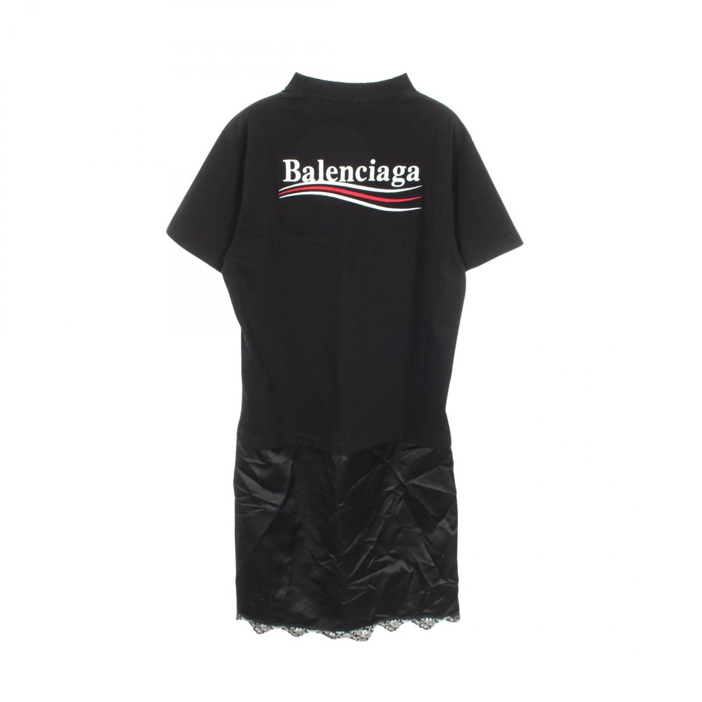 Balenciaga Dress Logo Embroidery Distressed Contrast Cotton — view 2