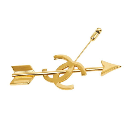 Chanel CC Logo Arrow Brooch Gold Plated